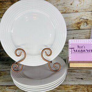 Sonoma Home Life + Style HORIZON Embossed Rings White Stoneware 10" Plates Set 5